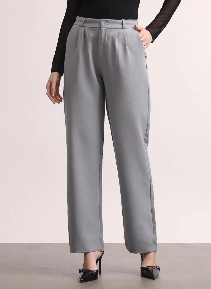 Urbano Fashion Women's Light Blue Loose Baggy Fit Solid Korean Pants Stretchable